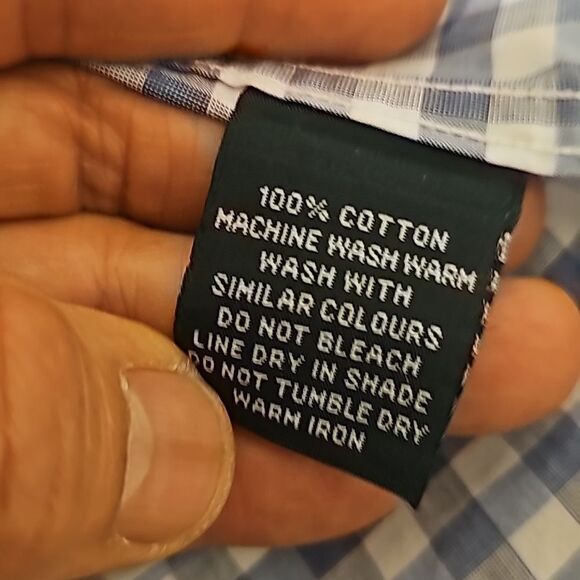 RODD GUNN Sports fit Check Long Sleeve Button Front Blue Sports Fit Shirt Men L - Picture 8 of 9